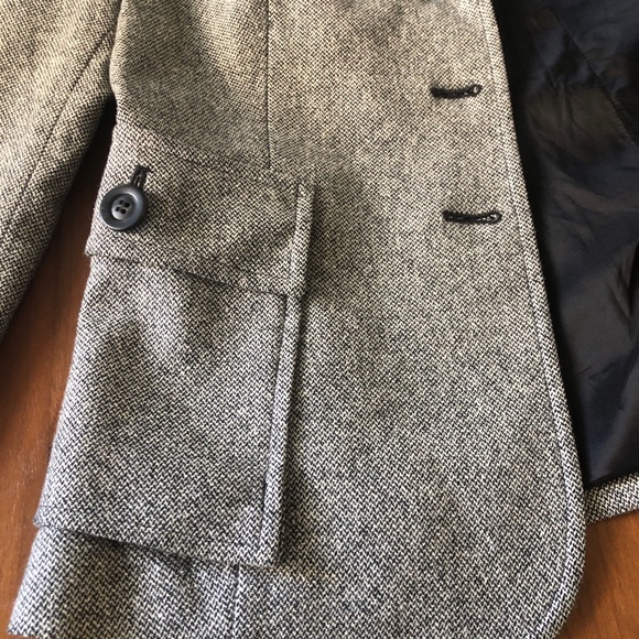 United Colours of Benetton Gray Wool Blend Blazer with Corduroy Collar ✨ Size 42 - Picture 4 of 16